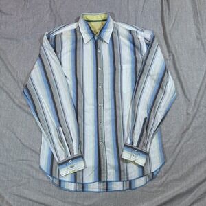 Arnold Zimberg Shirt Mens Medium Striped Long Sleeve Button‎ Up Casual Flip Cuff